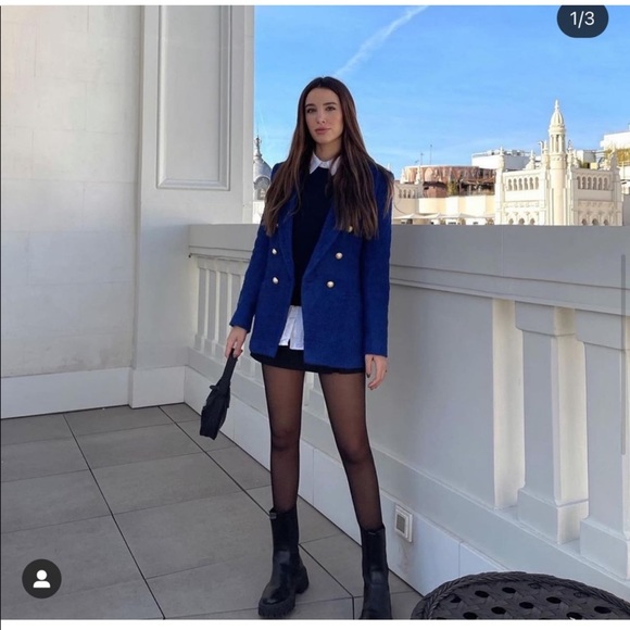 ZARA 2 PCs Set Textured Double Breasted Blazer + Skirt - Picture 5 of 12